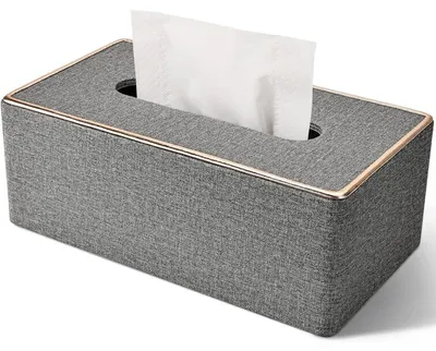 Produktbild von Kosmetiktücherbox Kunstleder Rechteckig Grau 24,9 x 13,5 x 9,4 cm