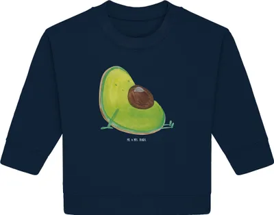 Produktbild von Mr. & Mrs. Panda Organic Baby Pullover Avocado Schwangerschaft 24. - 36. Monat - French Navy - Geschenk, Bullover, Liebe, Babyshower, Schwanger
