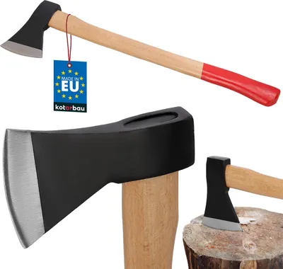 Produktbild von KOTARBAU® Doppelt verkeilte Axt zum Holzhacken 1250g Axt aus Stahl mit imprägniertes Holzstiel Handbeil mit Schneidschutz Universalaxt zur Bearbeitung von Holz Spalthammer Survival Axt Hatchet Camping