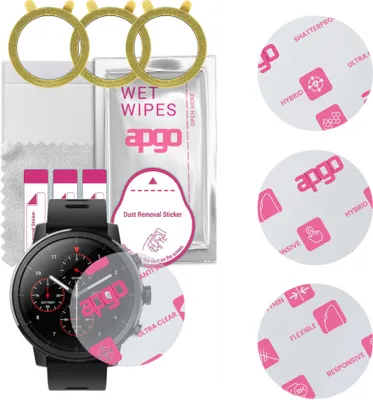 Produktbild von apgo 3 Stück Schutzglas, klar, kompatibel mit Amazfit Stratos Smartwatch, Hybrid 8H, Ersatz für Hartglas, Displayschutzglas, Bildschirmschutz, Displayschutz, kratzfest
