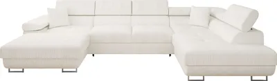 Produktbild von MIRJAN24 Wohnlandschaft Torezio Bis, Stilvoll Eckcouch mit Bettkasten und Schlaffunktion, Einstellbare Kopfstützen, 346x203x70-90 cm (Farbe: Flow 06, Seite: Rechts)
