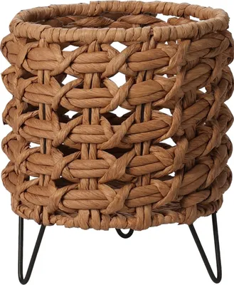 Produktbild von Übertopf - Braun - Schwarz - Rattangeflecht - Metall - 18 x 21 cm