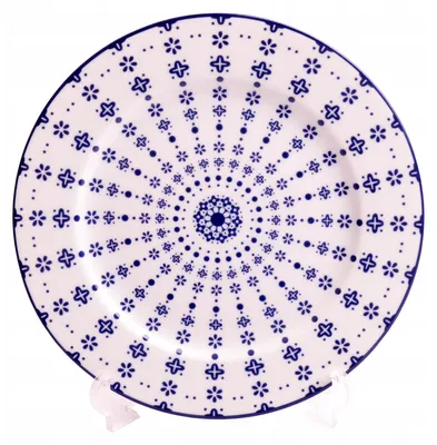 Produktbild von Bogucice Flisty Porzellan Dessertteller, blau-weiß, 19,5 cm