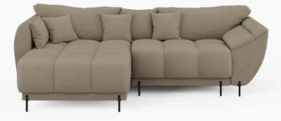 Produktbild von Ecksofa LEGRO Links Beige Bouclé-Stoff L-Form Couch mit Schlaffunktion & Bettkasten
