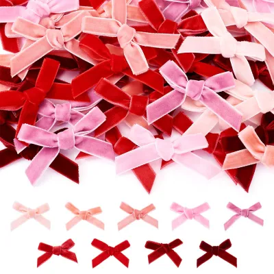 54 Stk. Fluwelen Strikschleifen, 9 Farben, Rosa, DIY Basteln