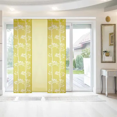 Produktbild von Bestlivings Flächenvorhang Elena 3er Pack "Ausbrenner" (B x H) 60 x 260 cm Olivgrün, ausgebrannte Motive Schiebevorhang