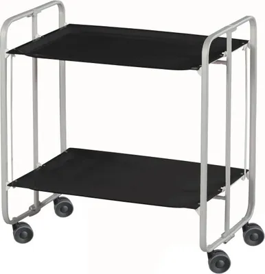 Produktbild von DON HIERRO - Klappbarer Servierwagen BAUHAUS mit Rollen – Metallgestell grau, 2 Ebenen, 4 Positionen