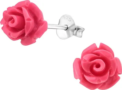 Produktbild von Rosen Ohrstecker: Ohrringe Silber 925 Pink
