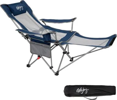 Produktbild von Famanu Campingstuhl 2-in-1 mit verstellbarer Rückenlehne - Extra große Strandstuhl mit Fußstütze