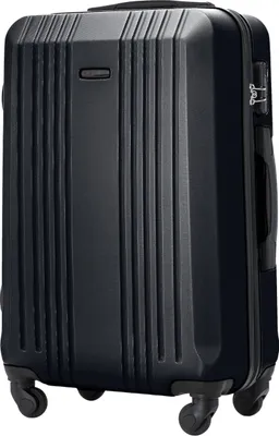 A dark gray suitcase is shown from the front.