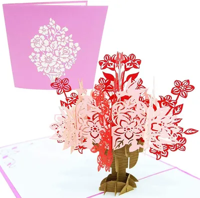 3D Pop-up Blumenstrauß Grußkarte mit Umschlag, 6x6 Zoll