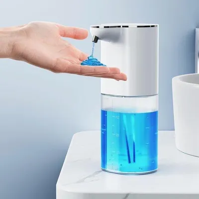 Image de Distributeur automatique de savon avec capteur, 400 ml, rechargeable par USB, à fixation murale
