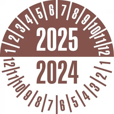 Produktbild von Dreifke® Aufkleber I Prüfplakette 2025/2024, braun/weiß, Dokufolie, selbstkle...