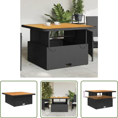 Produktbild von The Living Store Gartentisch Schwarz 110x110x71 cm Poly Rattan und Akazienholz