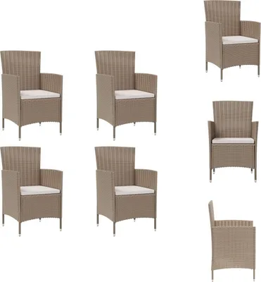 Produktbild von vidaXL Gartenstühle mit Kissen 4 Stk. Poly Rattan Beige -  Gartenstühle