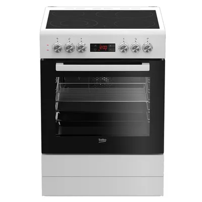Obrázek produktu pro Elektrický sporák Beko se sklokeramickou varnou deskou s dvouokruhovou varnou zónou FSM67320GWS