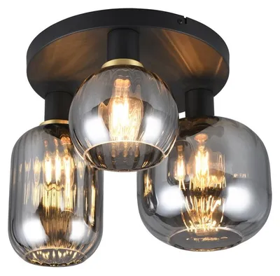 Zdjęcie produktu dla Lampa sufitowa DIVA czarna-dymiona-chromowana 3xE27x10W szkło wym:28x39x39cm IP20 Trio