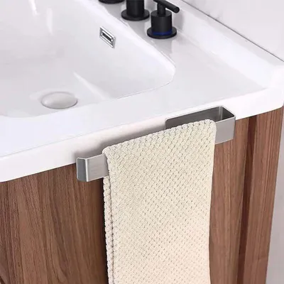 Imagen del producto de Soporte para toallas de acero inoxidable, autoadhesivo, de 25 cm, para una instalación sencilla sin necesidad de taladrar, ideal para baño y cocina