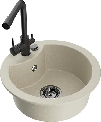 Image de Mexen Diego Évier en granit 1 bac avec robinet de cuisine Duero, Beige - 6512-69-671600-70