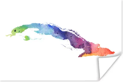 Produktbild von MuchoWow® Poster Eine Illustration der Karte von Kuba in den Farben des Regenbogens 120x80 cm - Bilder