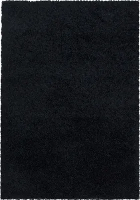 Image de Teppium Tapis Shaggy à Poils Longs 80x150 cm Noir, doux et moelleux, moderne uni, idéal pour couloir ou chambre d’enfant