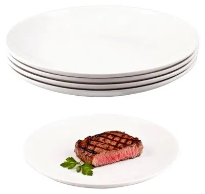 Produktbild von Teller Set 4 Speiseteller 25 cm Weiß Melamin Kunststoff