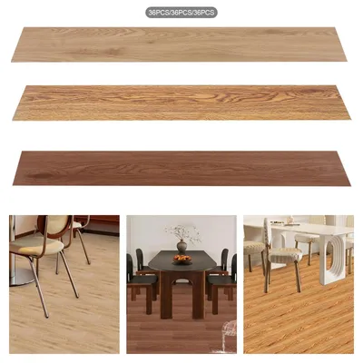 Produktbild von 36 Stück Selbstklebende PVC-Bodenfliesen mit Holzmaserung