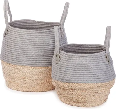 Productafbeelding van KidsDepot Kori set opbergmanden, grijs/naturel