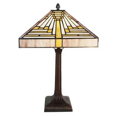 Produktbild von Clayre & Eef Tiffany Tischlampe 31x31x48 cm Beige Violett Glas
