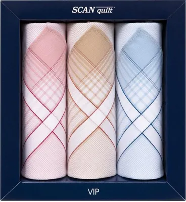 Obrázek produktu pro SCANquilt dámské kapesníky VIP 3 ks pastelová 100% bavlna 28 x 28 cm