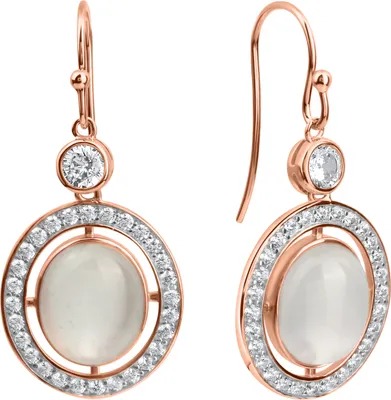 Zdjęcie produktu dla Zeeme Gemstones kolczyki srebro 925 pozłacane różowym złotem cyrkonia kamień księżycowy oryginał
