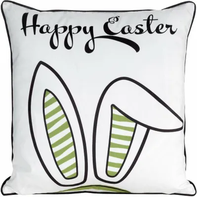 Imagen del producto de EUROFIRANY | Fundas de cojín - Cojines - WIOSNA2 - 45x45 cm - Terciopelo - Motivo de conejitos, ideal para decoración de Pascua