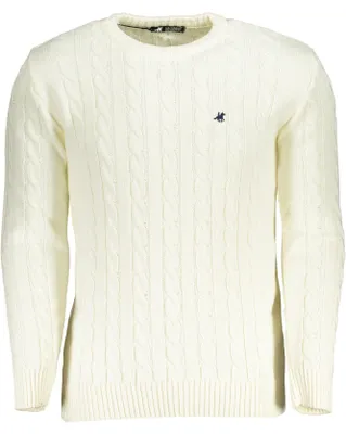 Produktbild von Weißes Herren Langarmshirt mit Zopfmuster und Stickerei-Details