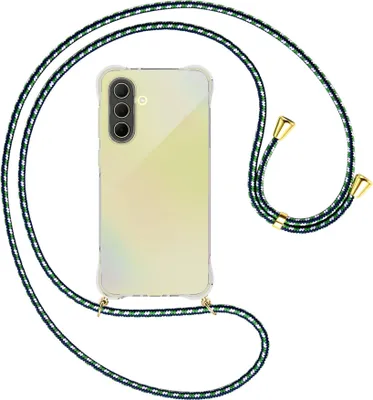 Produktbild von Handykette Backcover-Schutzhülle mit Band (Metall goldfarben) für Samsung A36 5G - grün/blau/weiß
