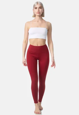 Produktbild von Leggings für Damen, Lange Sport Leggings, Yoga Hose in vielen Farben, Laufhose mit hohem Komfort, High Waist, Rot, Größe L/XL