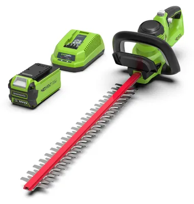 Produktbild von Greenworks G40HT61K2 Akku Heckenschere, 61 cm Doppelklingen, schneidet bis zu 27
