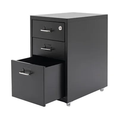 Image de Armoire à dossiers verticale, Armoire à dossiers mobile en métal avec serrure, Armoire à dossiers sous le bureau