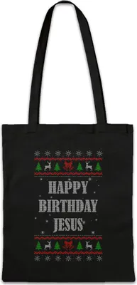 Produktbild von Urban Backwoods Happy Birthday Jesus, Stofftasche, Farbe: Schwarz