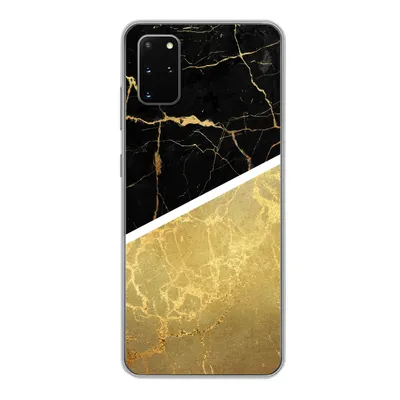 Produktbild von MuchoWow® Handyhülle Schutzhülle Hülle für Samsung Galaxy S20 Plus Marmor - Schwarz - Gold Silikon Softcase Handy Hülle - Hartschale