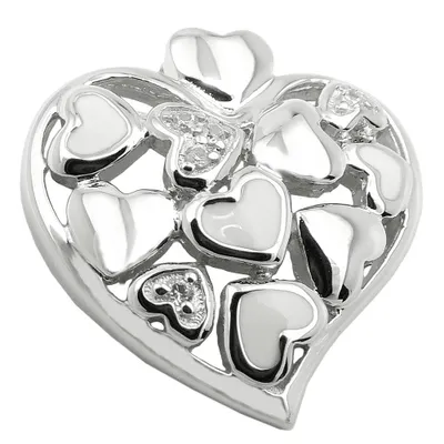 Produktbild von Anhänger 19x18mm Herz mit Zirkonias rhodiniert Silber 925 silber 19x18mm