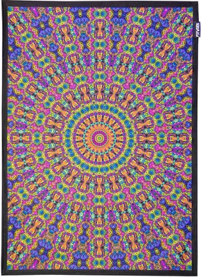 Produktbild von PSYWORK Schwarzlicht Stoffposter Neon "Yoga Mandala Red", 0,5x0,7m