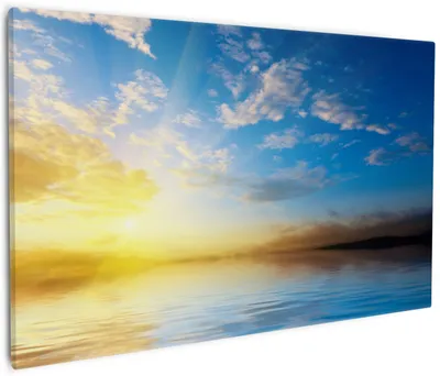 Produktbild von Wallario Premium Leinwandbild Sonnenuntergang über dem Meer I in Größe 60 x 90 cm