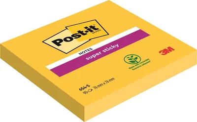 Immagine prodotto di Post-it® SuperSticky 654-S6 Sticky Notes Promotion, 76 x 76 mm, giallo narciso, 90 fogli