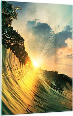 Produktbild von Bilder auf glas - Einteilig - Meer Welle Wasser - 50x70cm - Glasbilder - Wandbilder - Bilder - zum Aufhängen bereit - Wanddekoration aus Glas - Glas Bilder - Wandbild auf Glas - GPA50x70-3943