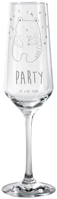 Produktbild von Mr. & Mrs. Panda Glas Bär Party - Transparent - Geschenk, Geburtstag, Proseccoglas, Lustig, Sektglas, Feiern, Gute Laune, Teddy, Schaumweinglas, Geburtstagsgeschenk