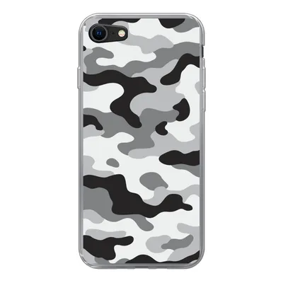 Produktbild von MuchoWow® Handyhülle Schutzhülle Hülle für iPhone 8 Schwarz-weißes Camouflage-Muster Silikon Softcase Handy Hülle - Schutzhaube