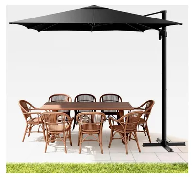 Produktbild von Ampelschirm 300 x 300 cm, Robuster Gartenampelschirm mit 360° Schutz - Anthrazit