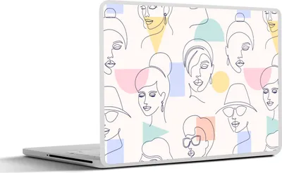 Produktbild von MuchoWow® Laptop Aufkleber Sticker Cover Mädchen - Frauen - Muster - Pastell - Mädchen - Kinder - Kind - Kind 31x22.5 cm - Laptop-Deko