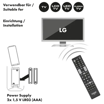 Produktbild von Schwaiger Fernbedienung für LG TVs. schwarz. 49 Tasten