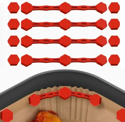 Produktbild von Silikonschnalle für die Heißluftfritteuse, für Pergamentpapier, feste Verriegelung, hitzebeständige Einlagen-Clips, magnetischer Halter für die Heißluftfritteuse, verhindert Anbrennen, Küchen-Backwerkzeug
